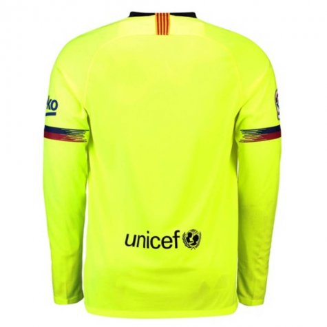 2018-19 Barcelona Away LS Soccer Jersey - Click Image to Close