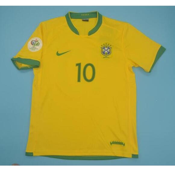 2006 Brazil Home Retro Soccer Jersey Shirt RONALDINHO #10 - Click Image to Close